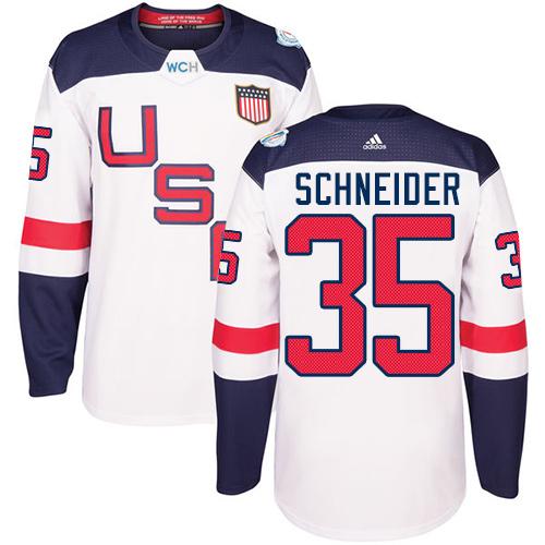 Team USA #35 Cory Schneider White 2016 World Cup Stitched Youth NHL Jersey